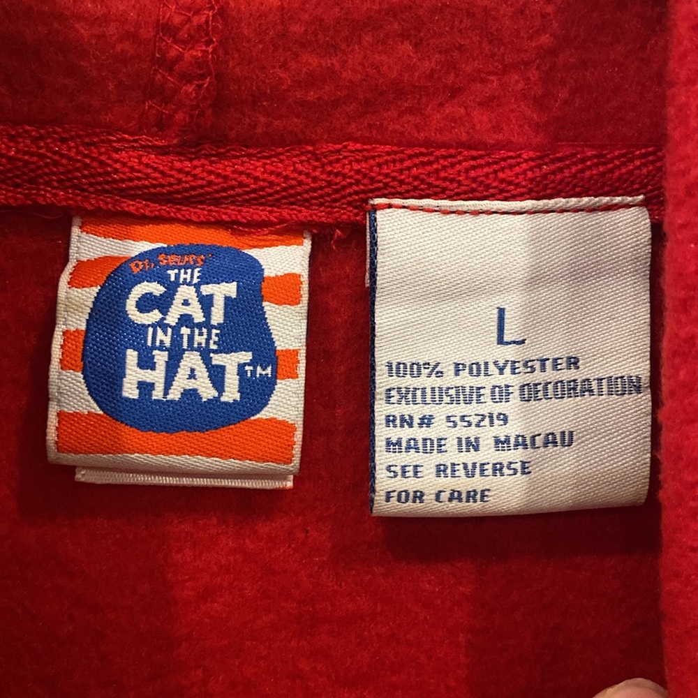 Dr. Seuss Cat in the Hat Hooded Fleece Sweatshirt - Junior’s Size Large hoodie - Picture 5 of 5